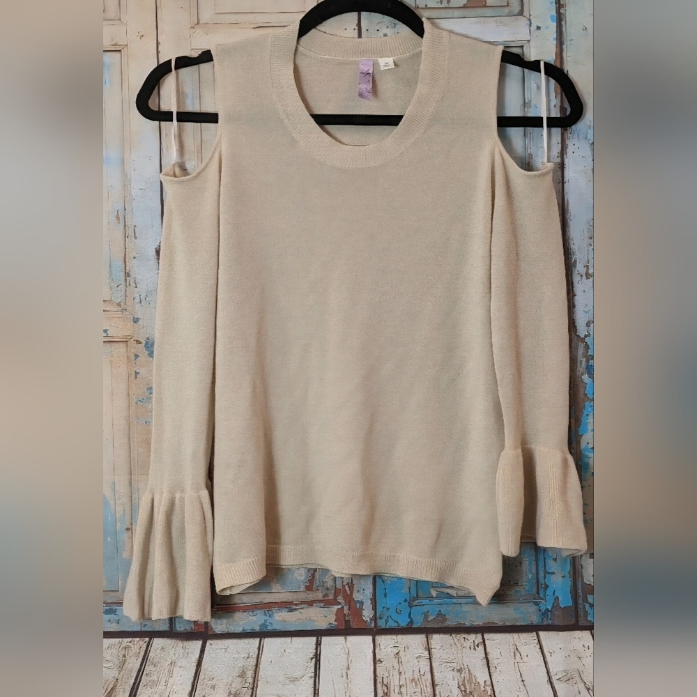Alya Large Cold Shoulder Long Flaired Sleeve Sweater
